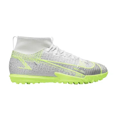 Pre-owned Nike Mercurial Superfly 8 Academy Tf Gs 'metallic Silver Volt' | White | Kid's Size 6