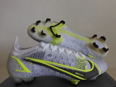Pre-owned Nike Mercurial Vapor 14 Elite Fg White-black-silver-volt Sz 7.5 [cq7635-107]
