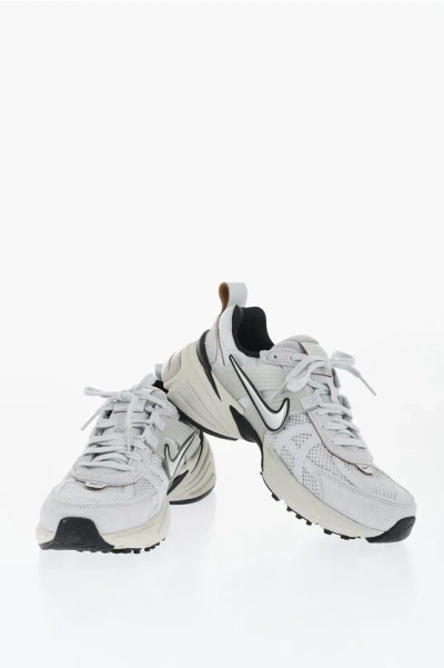 Nike Mesh V2k Run Low Top Sneakers With Suede Trims In White