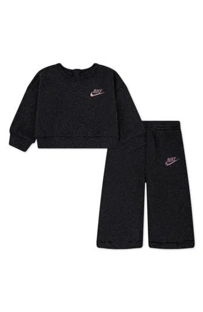 Nike Babies'  Metallic Waffle Stitch Sweater & Leggings Set In Black