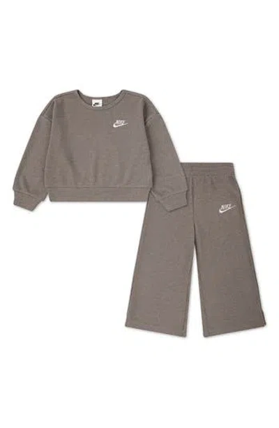 Nike Metallic Waffle Stitch Sweater & Leggings Set In Gray