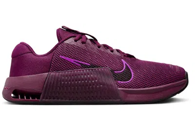 Pre-owned Nike Metcon 9 (women's) Sneakers In Bordeaux/vivid Purple/volt