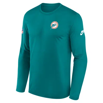 Nike Miami Dolphins Alt Legend Small Logo  Men's Dri-fit Nfl Long-sleeve T-shirt In Green