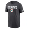 Nike Anthracite Miami Dolphins Alt Pack Onside Conversion Performance T-shirt In Gray