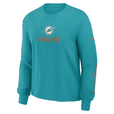 Nike Miami Dolphins Boxy  Women's Nfl Long-sleeve T-shirt In Blue