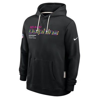 Nike Miami Dolphins Crucial Catch Sideline  Men's Dri-fit Nfl Pullover Hoodie In Black