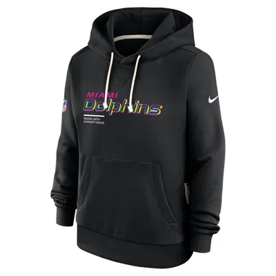 Nike Miami Dolphins Crucial Catch  Women's Dri-fit Nfl Pullover Hoodie In Black