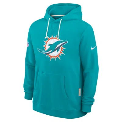 Nike Aqua Miami Dolphins Sideline Initial Home Performance Pullover Hoodie In Blue