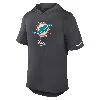 Nike Miami Dolphins  Men's Dri-fit Nfl Hooded T-shirt In Gray