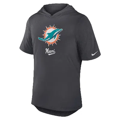 Nike Miami Dolphins  Men's Dri-fit Nfl Hooded T-shirt In Gray