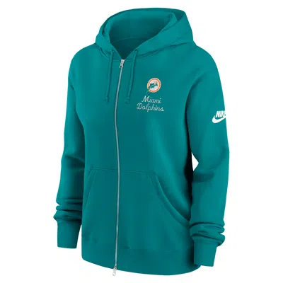 Nike Miami Dolphins Phoenix Rewind  Women's Nfl Full-zip Hoodie In Green