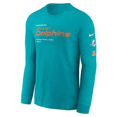 Nike Miami Dolphins Play To Win Essential  Men's Nfl Long-sleeve T-shirt In Blue