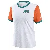 Nike Women's White/orange Miami Dolphins Rewind Ringer T-shirt In White