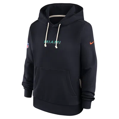 Nike Miami Dolphins Rivalries Collection Sideline  Women's Dri-fit Nfl Pullover Hoodie In Blue