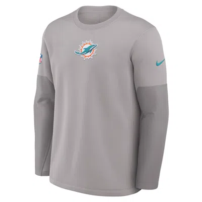 Nike Miami Dolphins Scripted To Win Sideline Coach  Men's Therma-fit Nfl Long-sleeve T-shirt In Gray