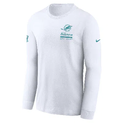 Nike Miami Dolphins Sideline Team Issue  Men's Dri-fit Nfl Long-sleeve T-shirt In White
