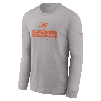 NIKE MIAMI DOLPHINS SIDELINE TEAM ISSUE  MEN'S DRI-FIT NFL LONG-SLEEVE T-SHIRT,1015659999