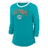 Nike Women's Aqua Miami Dolphins Raglan 3/4 Sleeve T-shirt In Blue