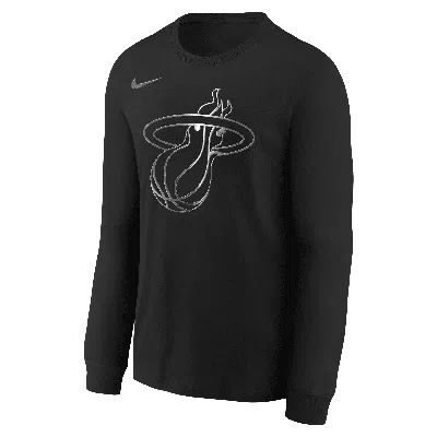 Nike Miami Heat Courtside Big Kids'  Nba Boxy Long-sleeve T-shirt In Black