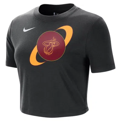 Nike Miami Heat Courtside  Women's Nba Cropped Slim T-shirt In Black