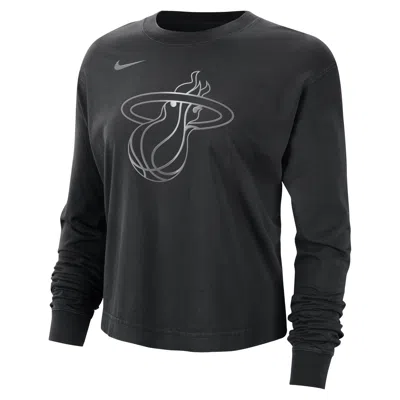 Nike Miami Heat Courtside  Women's Nba Shine Boxy Long-sleeve T-shirt In Black