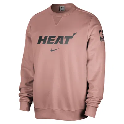 Nike Miami Heat Standard Issue  Men's Dri-fit Nba Crew-neck Sweatshirt In Pink