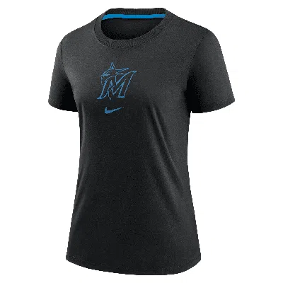 Nike Miami Marlins Authentic Collection Early Work  Women's Mlb T-shirt In Black