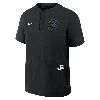 Nike Men's Black Miami Marlins Authentic Collection Raglan Short Sleeve Windshirt