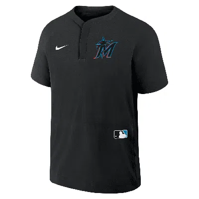 NIKE MIAMI MARLINS AUTHENTIC COLLECTION  MEN'S MLB SHORT-SLEEVE WINDSHIRT,1015854924