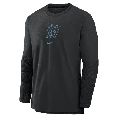 Nike Miami Marlins Authentic Collection Player  Men's Dri-fit Mlb Pullover Jacket In Black
