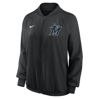 Nike Miami Marlins Authentic Collection Team  Women's Dri-fit Mlb Full-zip Jacket In Black