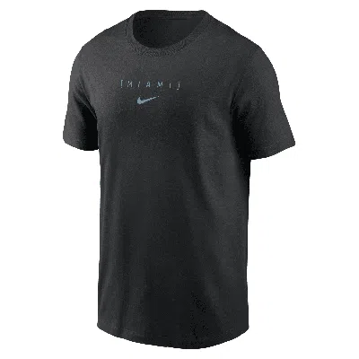 Nike Miami Marlins Large Logo Back Stack  Men's Mlb T-shirt In Black