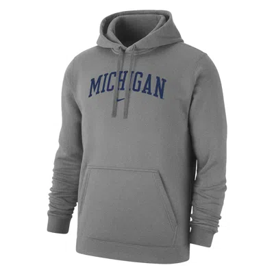 Nike Michigan Club Fleece  Men's College Pullover Hoodie In Gray