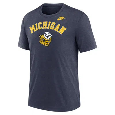 Nike Heather Navy Michigan Wolverines Legacy Arch Tri-blend T-shirt In Blue