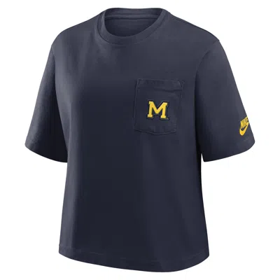 Nike Michigan Legacy Pocket Boxy  Women's College T-shirt In Blue