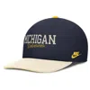 Nike Men's Navy/cream Michigan Wolverines Pro Legacy Script Snapback Hat In Blue