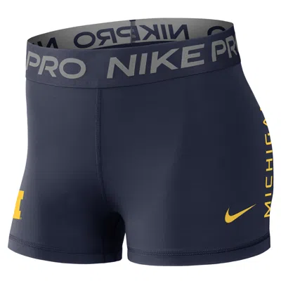 Nike Michigan Pro  Women's Dri-fit College Mid-rise Shorts In Blue