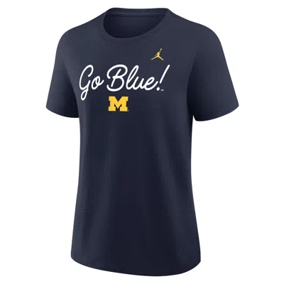 Nike Michigan Script Mantra Logo  Women's College T-shirt In Blue