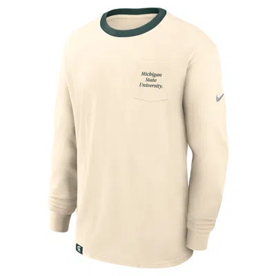 Nike Michigan State Athletic Prep Max90 Pocket Logo  Men's College Long-sleeve T-shirt In Neutral
