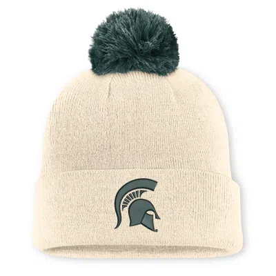 Nike Michigan State Campus Prep Script  Unisex College Cuffed Pom Beanie In Brown
