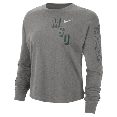 Nike Michigan State Heritage  Women's College Boxy Crew-neck T-shirt In Grey