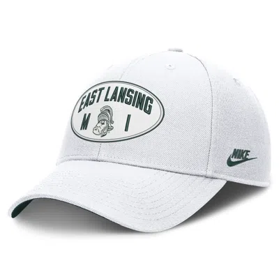 Nike Michigan State Legacy Letter & Location Rise  Unisex Dri-fit College A-frame Adjustable Hat In White
