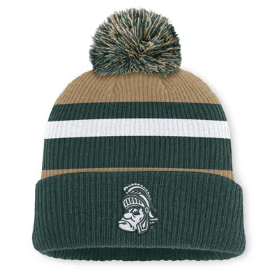 Nike Michigan State Legacy Striped  Unisex College Cuffed Pom Beanie In Brown