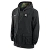 Nike Michigan State  Men's Full-snap Hooded Military Jacket In Black