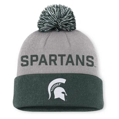 Nike Michigan State Primetime Peak  Men's College Cuffed Pom Beanie In Green