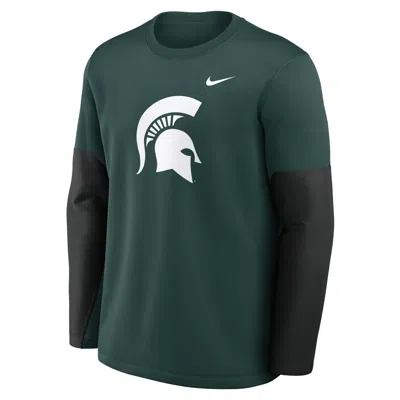 NIKE MICHIGAN STATE SIDELINE COACH  MEN'S THERMA-FIT COLLEGE LONG-SLEEVE T-SHIRT,1015864965
