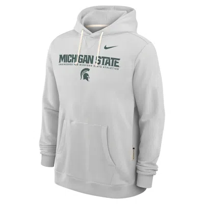 Nike Michigan State Sideline  Men's Dri-fit College Pullover Hoodie In White
