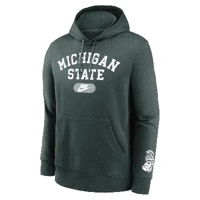 Nike Michigan State Spartans Legacy Club Foundational  Men's College Pullover Hoodie In Green