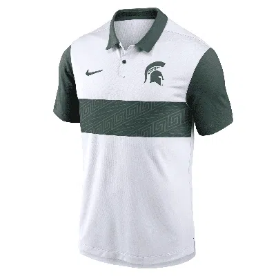 Nike Men's White Michigan State Spartans Primetime Campus Vapor Performance Polo In White,green