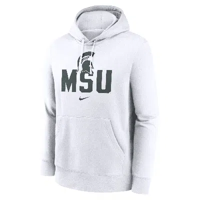 Nike Michigan State Spartans Primetime Club Campus  Men's College Pullover Hoodie In White